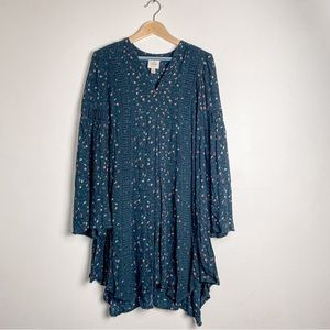 Knox Rose Green Dress Floral Boho Peasant Cottagecore Sz S